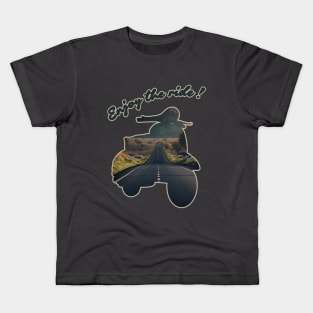 Scooter RVintage Lovers Enjoy The Ride Landscape Country Road Travel Kids T-Shirt